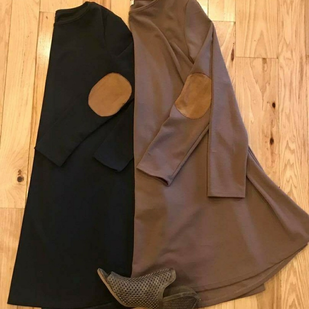 Large Mocha Elbow Swing Dress